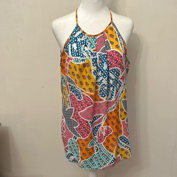 Violet + Claire multi colored patterned halter blouse Size L EUC - Picture 1 of 10
